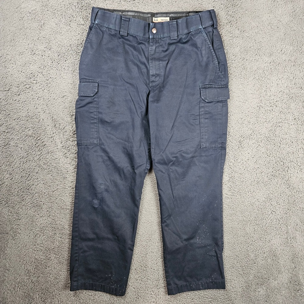 5.11 Tactical Men Navy Blue Cargo Pants Work Wear Multi Pocket Size 36x28